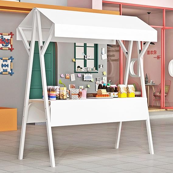 Mobile Cart Vending Stand with Wheels, Foldable Farmers Market Stall Kiosk for Sale Cakes/Fruits/Flowers/Thrift, Street Booth Vending Trolley