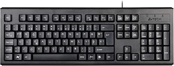 A4 Tech KM-720 (F)Turkish FN-Multimedia Keyboard, Waterproof, 2.3cm, Lightweight Design, Adjustable Height, Black
