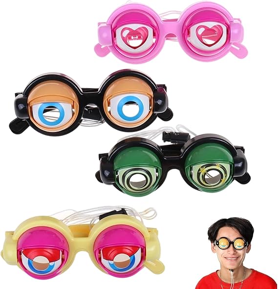Kinetic Crazy Eyes Glasses, Crazy Eyes Glasses, 4PCS Funny Props Glasses With Blinking Eyeballs, Crazy Eye Glasses for Costume Parties, Pranks, Gag Gifts, Photo Props, Social Gatherings
