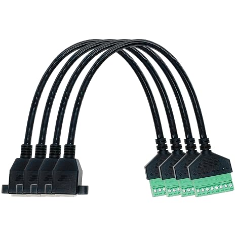 4Pcs 1ft RJ45 Female 8P8C Screw Terminal Adapter Extension Cord | 8P8C Standard Pin Layout, Extension Cord, Solderless Screw Terminals, Cat5 Cat6 Compatible, CCTV DVR Signal Extension