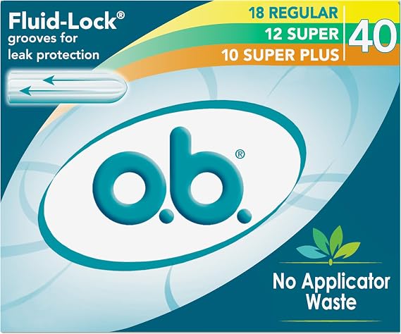 o.b. No Applicator Tampons Multipack (Regular/Super/Super Plus), 40 ct
