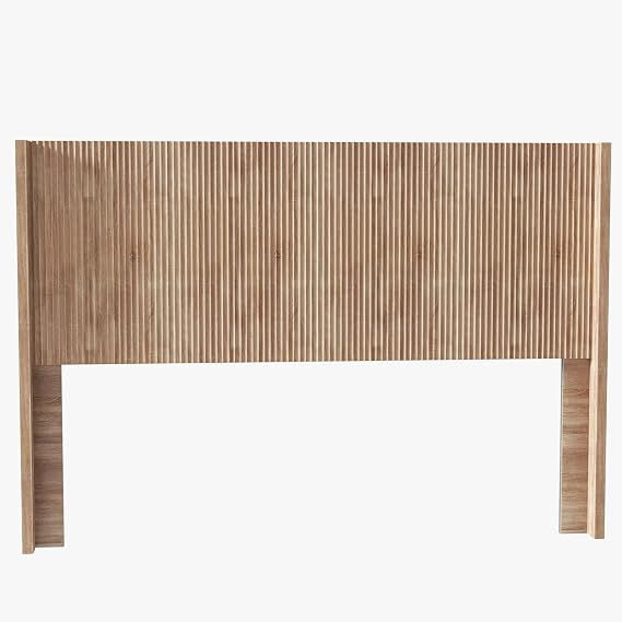 Queen Size Fluted Headboard ONLY - Wall Mount Wood Headboard, Rustic & Modern Farmhouse,Boho,Fluted Panel,Wingback Design (Oak, Queen)