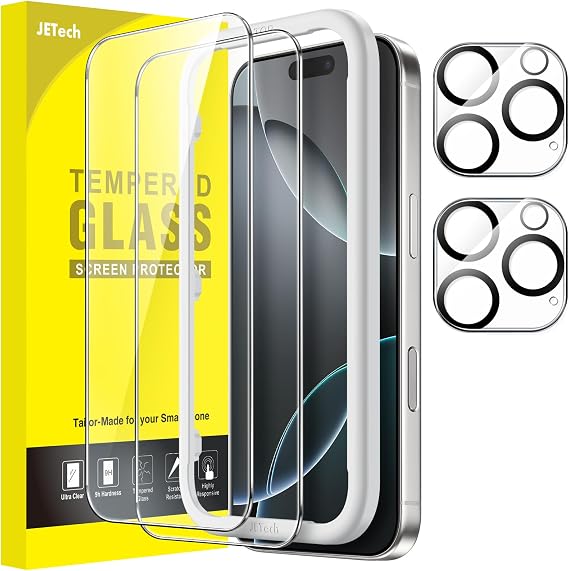 JETech Screen Protector for iPhone 16 Pro, 2+2 Pack