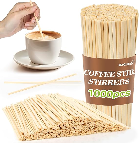 MAQIHAN 1000pcs Wooden Coffee Stirrers - Coffee Stir Sticks Disposable