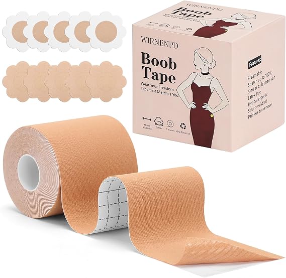 Boob Tape &Breast Lift Tape for Women|Waterproof, Sweat Proof, Sticky & Push Up Adhesive Bra Body Tape