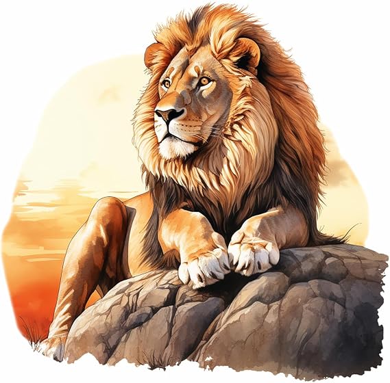 Lion On A Rock Vinyl Decals, Africa Wall Sticker for Home Decor, Up to 55cm | Cover Marks, Opaque Finish, No White Edges, Weatherproof, UK Manufactured, Customisable size, Use on Phone, Cup and Bins