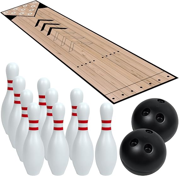 Mini Bowling Set, Indoor & Outdoor Home Bowling Set, Bowling Alley Set with Lane, Bowling Pins & Ball Set