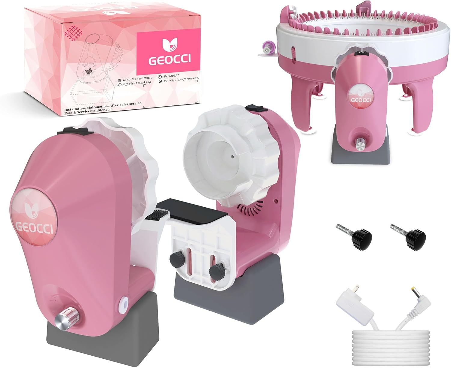GEOCCI Electric Knitting Machine Adapter for Sentro 40-Needle and 48-Needle Round Knitting Machines Pink