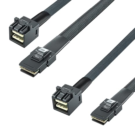 10Gtek SFF-8643 to SFF-8087 Mini SAS HD Cable, SAS 3.0 to 2.0, Compatible with RAID Controllers, Servers, Backplanes and Hosts, 100-Ohm, 1-m(3.3ft), 2 Pack