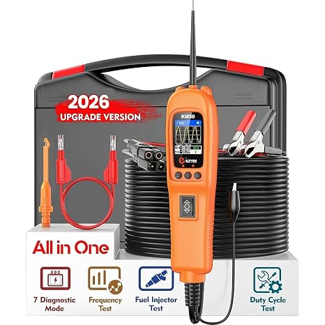 KZYEE KM50 Power Circuit Probe Kit, 12V/24V Automotive Circuit Tester | Upgrade of KM10, Current Probe with AC/DC Voltage/Resistance/Diode/Frequency/Duty Cycle/Fuel Injection, Activate Component