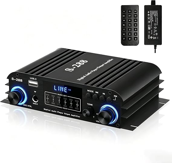 4 Channel Bluetooth 5.0 Stereo Amplifier 50Wx4 HiFi Home Audio Amplifier