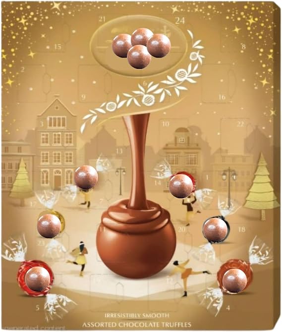 Linddt Assorted Chocolate Advent Calendar 233g – 24 Days Christmas Countdown | Luxury Chocolate Gift Box for Men & Women