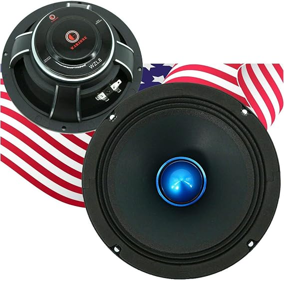 Gravity WZL8 8" Midrange Bullet Loud Speaker, 1000W Peak Power, 4 Ohm Impedance, 106 dB Sensitivity, Car Audio Speaker, High Energy NdFeB Magnet, Aluminium Basket