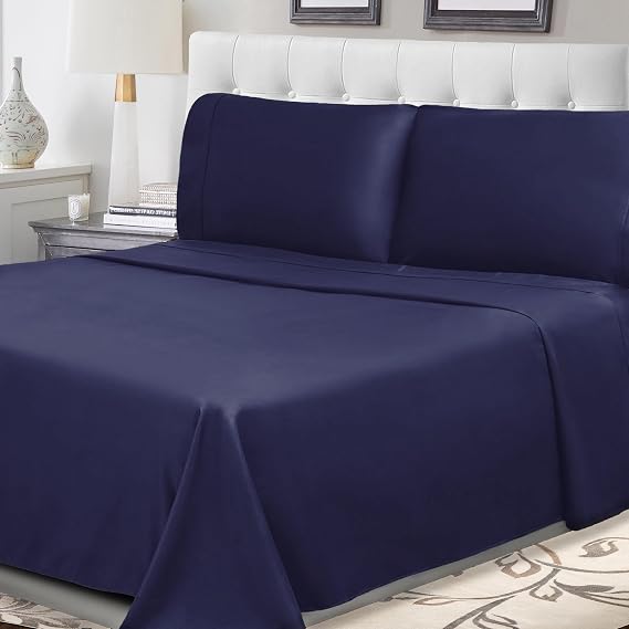 Superior 300 Thread Count Cotton Percale Sheet Set, Silky-Soft, Cooling Sheets, Bedding Basics, Breathable Sheets, 1 Elastic Deep Pocket Fitted Sheet,