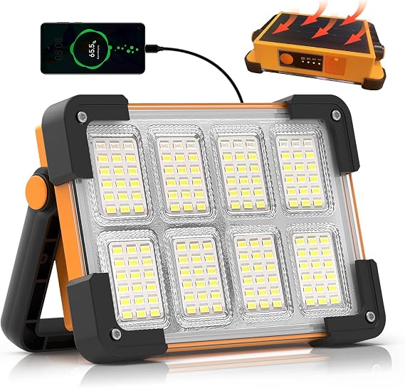 LED Şarj Edilebilir Çalışma Işığı, USB Portlu LED Spot Işık, 4 Modlu Taşınabilir Projektör, Balıkçılık, Yürüyüş, Onarım için Suya Dayanıklı Güvenlik Işıkları, Acil Durum [Enerji Sınıfı A++]