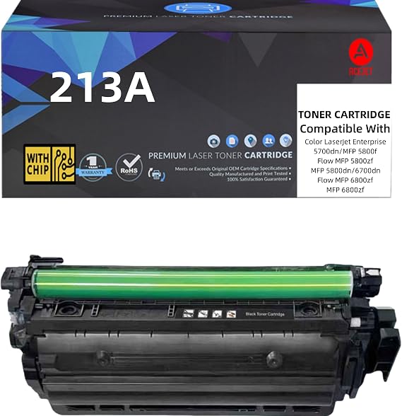 213A Toner Cartridge W2130A W2131A W2132A W2133A Replacement for HP 213A Compatible with Enterprise 5700dn MFP 5800f Flow MFP 5800zf MFP 5800dn 6700dn Flow MFP 6800zf MFP 6800zf (1Pack-Black)