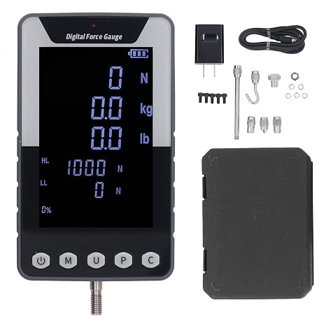Digital Force, 1000N / 100KG / 220LB Push and Pull Meter Dynamometer, Portable Push Pull for Tension & Compression Testing, Trigger Pull Scale with 3 Units (US)