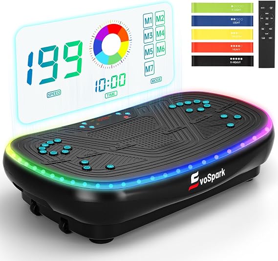 Vibration Plate，EvoSpark 2026 Upgrade 2D&4D Vibration Plate Exercise Machine with Dual & Triple Motors，Adjustable Speeds, Ultra Weight Capacity Vibration Plate for Lymphatic Drainage & Weight Loss