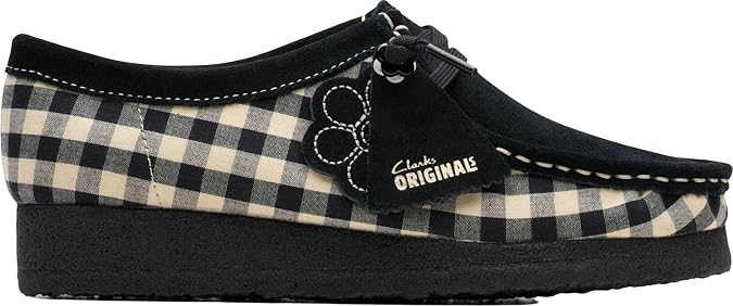 Clarks Women's Wallabee, Black White Gingham, 6 UK, 8.5 US