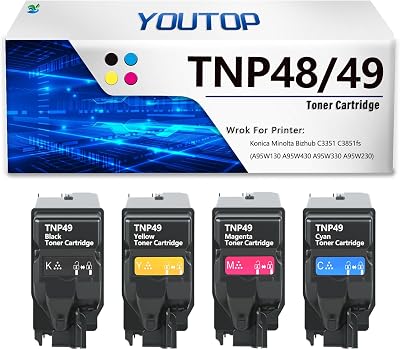 4PK TNP49 TNP-49 Toner Cartridge High Yield Replacement for Konica Minolta Bizhub C3351 C3851fs A95W130 A95W430 A95W330 A95W230