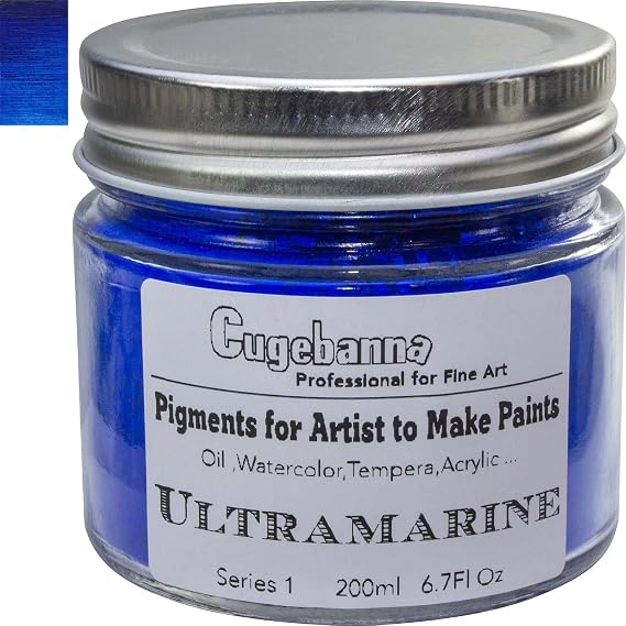 Dry Pigments for Artist to Make Paints,Oil,Watercolor,Tempera,Acrylic etc.18 Colors Glass Jar Packaging,Ultramarine P.B29,200ml 6.7fl oz.