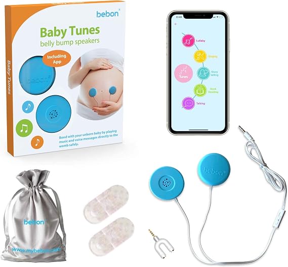 Baby-Bump Headphones Plays and Shares Music, Sound, Voices to the Womb | Premium Baby Bump Speaker System Including bebon Tunes APP