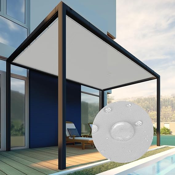 Patio Paradise 4' x 40' Waterproof Sun Shade Sail Rectangle Shade Cloth with Grommets, 260 GSM Patio Canopy Awning 95% UV Block for Backyard Deck Pergola Replacement Cover, Light Gray, Customized