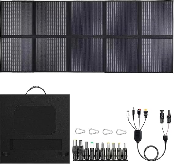 1000W Portable Solar Panel, 72V Foldable Solar Panel 25.8% High Efficiency IP68 Waterproof with 10ft 4-in-1 Cable and 10DC Adapter for Power Station Camping RV
