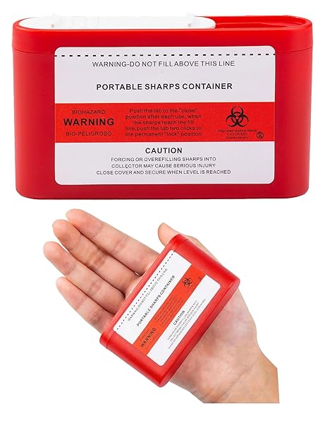 Portable Sharps Container for Insulin Needle Disposal: 2 Pack Travel-Friendly Sharps Box for Diabetics and Medical Sharps (2)