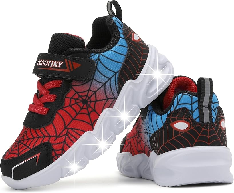 Toddler Boys Light Up Shoes Lightweight LED Flashing Breathable Mesh Walking Sneakers for Toddler and Little Kids