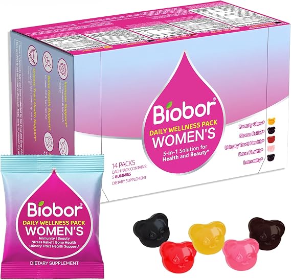 Womens 30+ Daily Multivitamin Gummy Pack, 14-Day Supply with Biotin & Collagen, Magnesium + Ashwagandha, Cranberry with Vitamin C, D3 + K2 | 5-in-1 Beauty, Mood, Immune & Bone Support