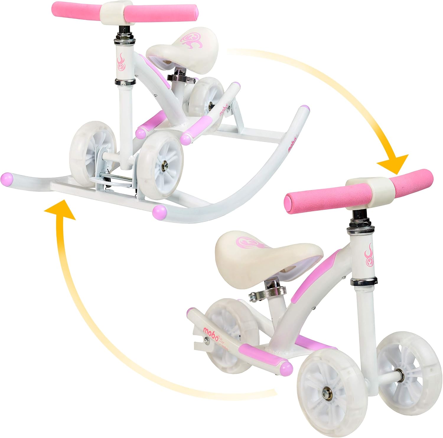 Mobo Cruiser Wobo Rocking Horse Ride On & Baby Balance Bike Pink, seat height adjusts 11-19 inches