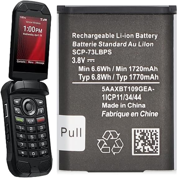 SCP-73LBPS Battery (2025 New Upgraded) Replacement for Kyocera DuraXV Extreme E4810 Verizon Flip Phone SCP73LBPS Battery (Phone not included)