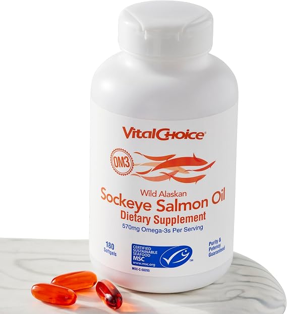 Vital Choice Wild Sockeye Salmon Oil Supplement, 180 Softgels