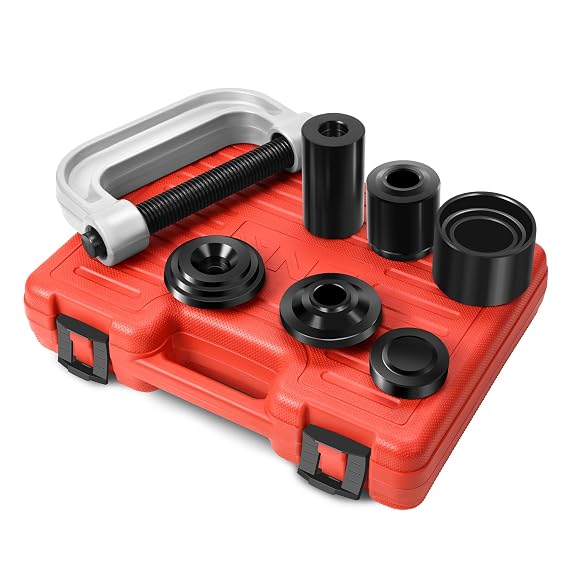 DNA Motoring 10pcs Ball Joint Press Removal/Installation Tool Set with Adapters for Most 2WD 4WD Cars Light Trucks,Red, TOOLS-00311