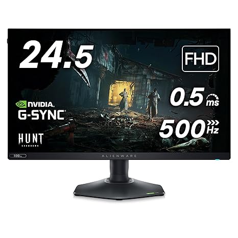 Alienware AW2524H Gaming Monitor - 24.5-inch 480Hz 1ms IPS Anti-Glare Display, HDMI/DP/USB, Height/Tilt/Swivel/Pivot Adjustable, Dell Services - Dark Side of The Moon, Black