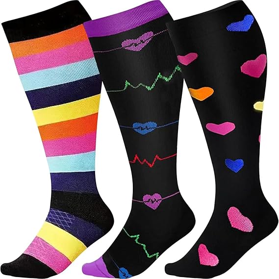 Wide Calf Compression Socks Plus Size for Women Nurse Pregnant