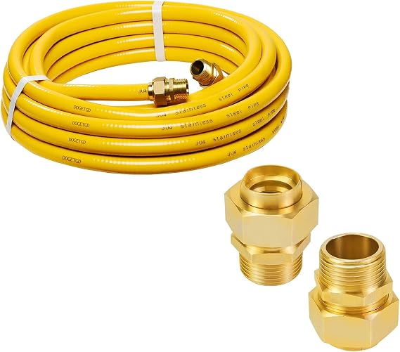 CSST 1/2" Gas Line 37ft Corrugated Stainless Steel Tubing Flexible Gas Line 1/2inch Natural Gas Hose Pipe Kit with 4 Male Adapter Fittings