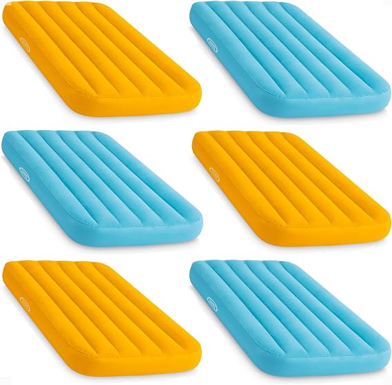 INTEX 66803EP Cozy Kidz Inflatable Airbed : Fiber-Tech Velvety Soft Surface Carry Bag Included Color May Vary 34.5" x 62" x 7", 6 Pack