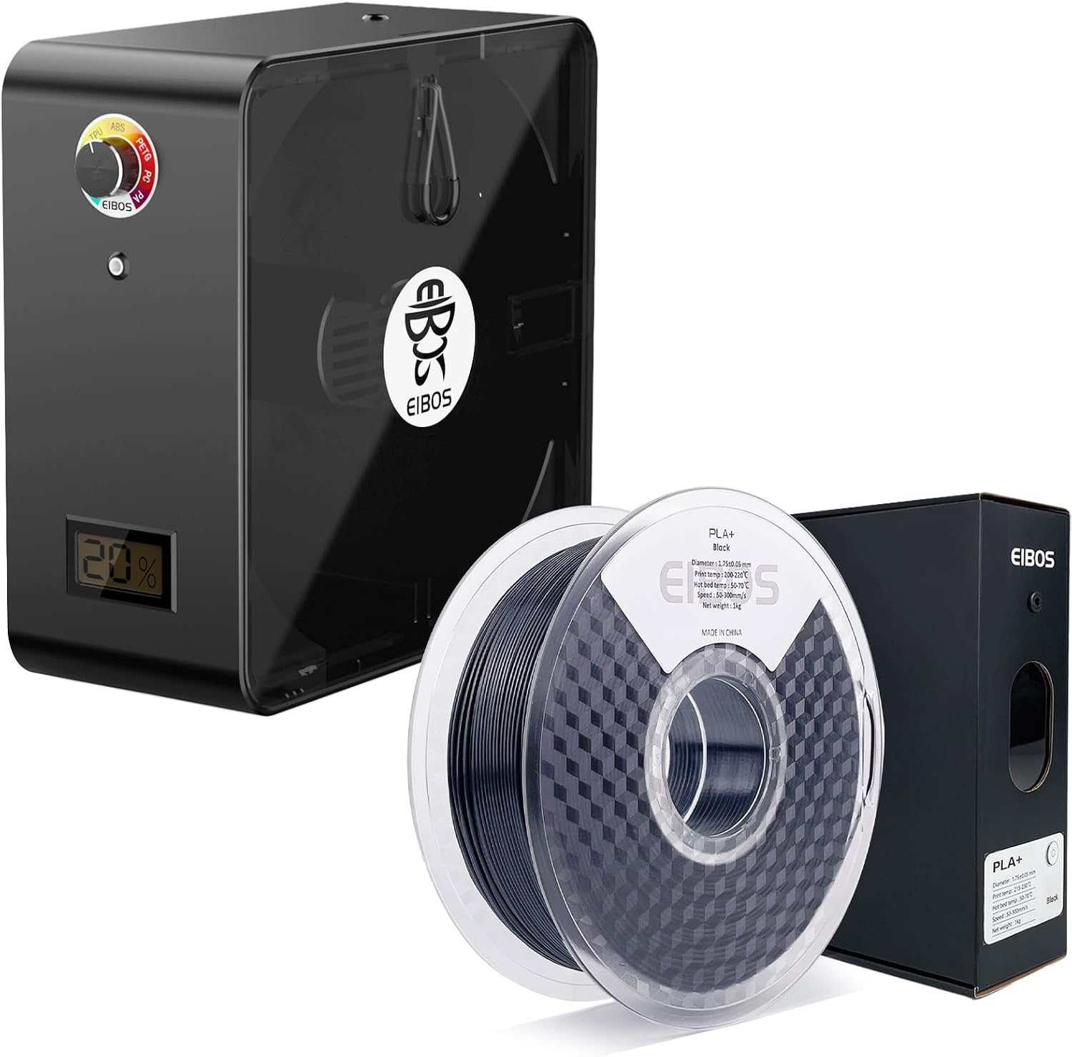 EIBOS 3D Printer Filament Dryer Easdry +1KG PLA, Black