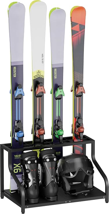 Mondazie Ski Rack 4 Pair Black