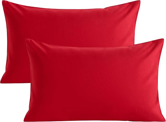 Microfiber Pillow Cases Standard Set of 2 with Envelope Closure Shrinkage and Fade Resistant Pillowcases(Red,20x26 Inches)