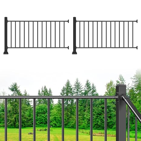 36+2" H x 12 ft. W Aluminum Porch & Deck Railing Kit,2Post,2 Panel