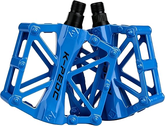 Aluminium Bike Pedals 9/16", Lightweight Mountain Road Bike Pedal | CNC Bicycle Pedals with 16 Anti-Skid Pins for MTB BMX