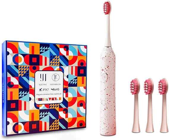 Sonic Toothbrush for Adults, Electric Toothbrush with 5 Cleaning Modes - Rechargeable Electric Toothbrush - Smart Timer - IPX7 Waterproof Sonic Electric Toothbrush for Couple 3 Brush Heads
