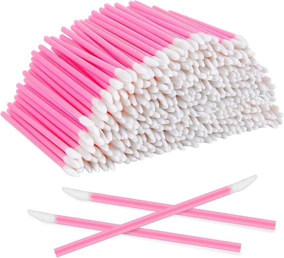 300PCS Disposable Lip Brushes, Pink lip wands | Velvety flocked tips for smooth application, multipurpose for lip gloss concealer eyeshadow, hygienic disposable beauty tool