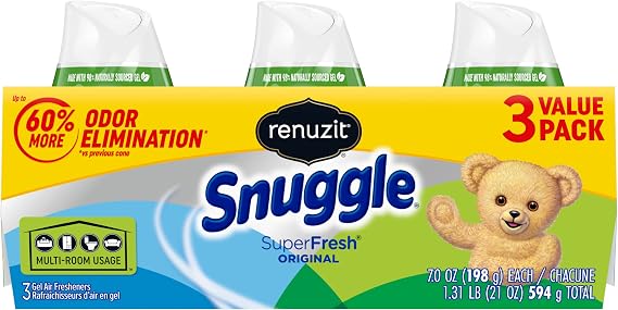 Renuzit Snuggle Gel Air Freshener, SuperFresh Original, 7 Ounce, 3 Count