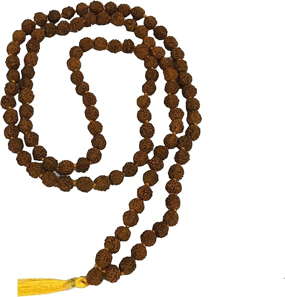 Rudraksh Mala Himalayan Rudraksha Religious for Wearing and Japa Mala 8 MM 5 Mukhi Mala, 108 Beads Mala Rosary Garland Hand Knotted mala for Healing and Meditation Prayer Jaap Wrist Mala