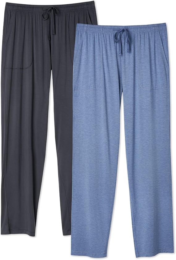 DAVID ARCHY Mens Pajama Pants with Pockets, 2 Pack Soft Lounge Pants