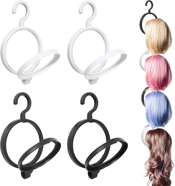 LUOKER 4-in-1 Wig Holder & Stands, Portable Hanger for Multiple Wigs, Stackable, Perfect for Travel & Outdoor Use